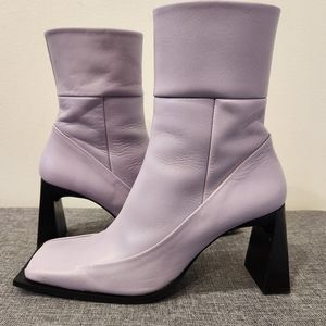 Topshop Harper Leather Ankle Boots, Lilac Purple, Size US 7.5